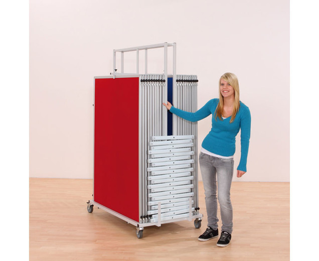 Stelltafel-Set Unicolor mit Wagen, 24 Stativen, 20 Tafeln rot