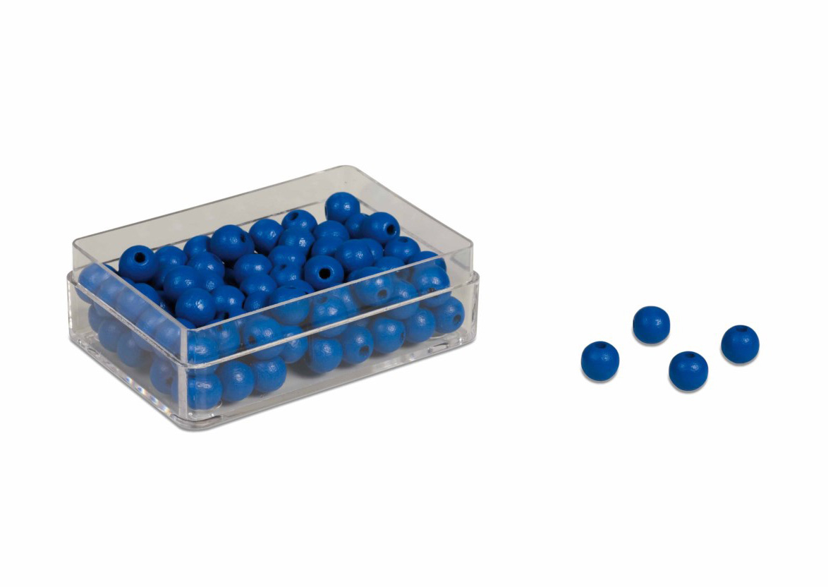 Kunststoffdose mit 100 blauen Perlen
