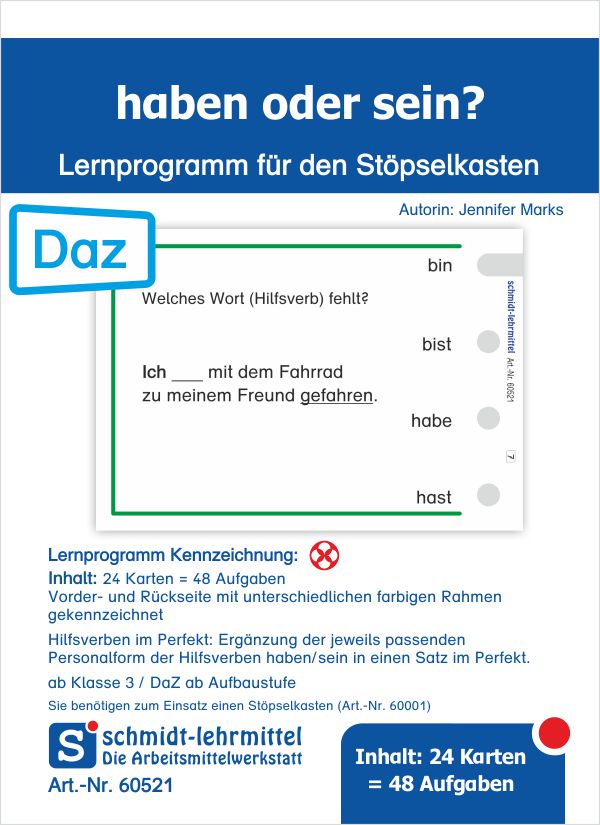 Stöpselkarten 'haben oder sein?'