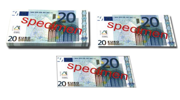 100 Stück Euro-Scheine Spielgeld zu 20 Euro