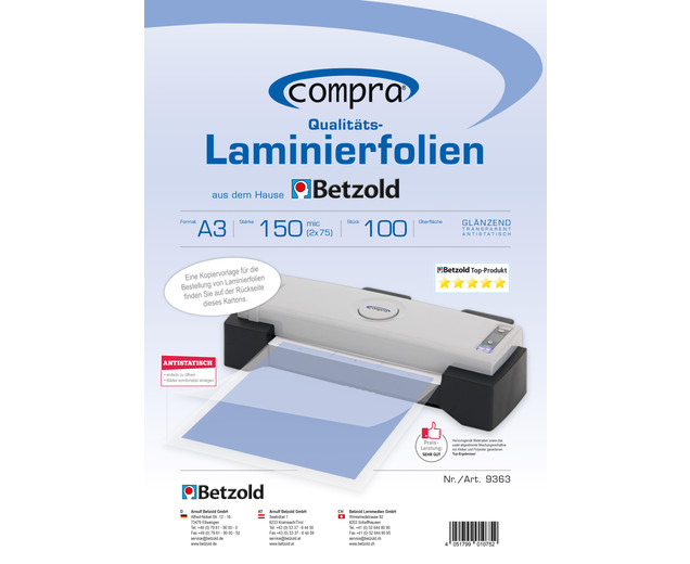 Compra Laminierfolien, 100 Stück, DIN A3, 150 mic