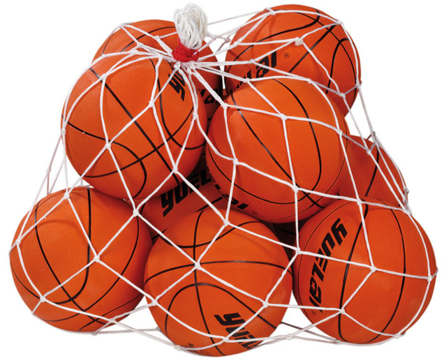 Basketballset Junior, 10 Stück im Ballnetz, 5-11 Jahre