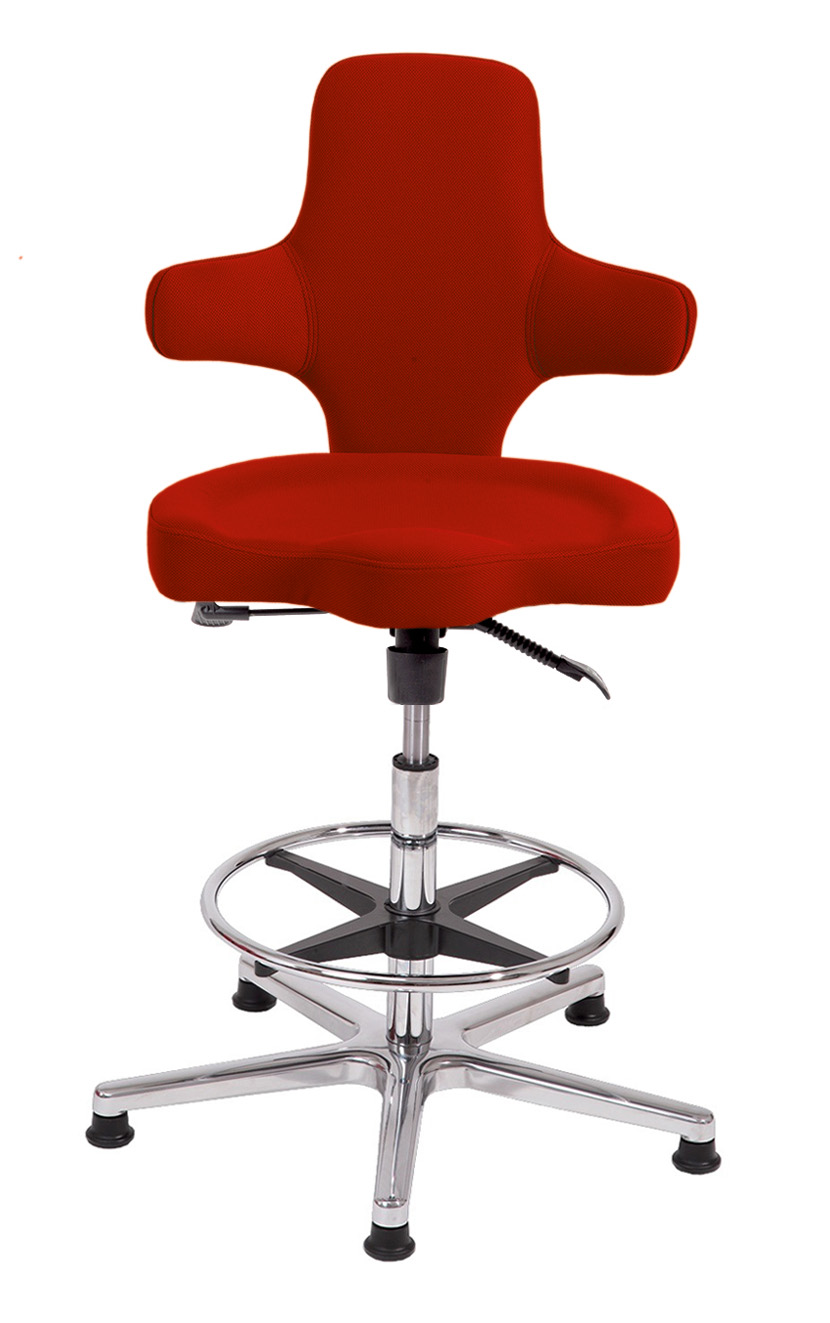 Sanus Bürostuhl Variowip Hochstuhl, Stoff, 58-85 cm, rot, Fußring, auf Gleitern