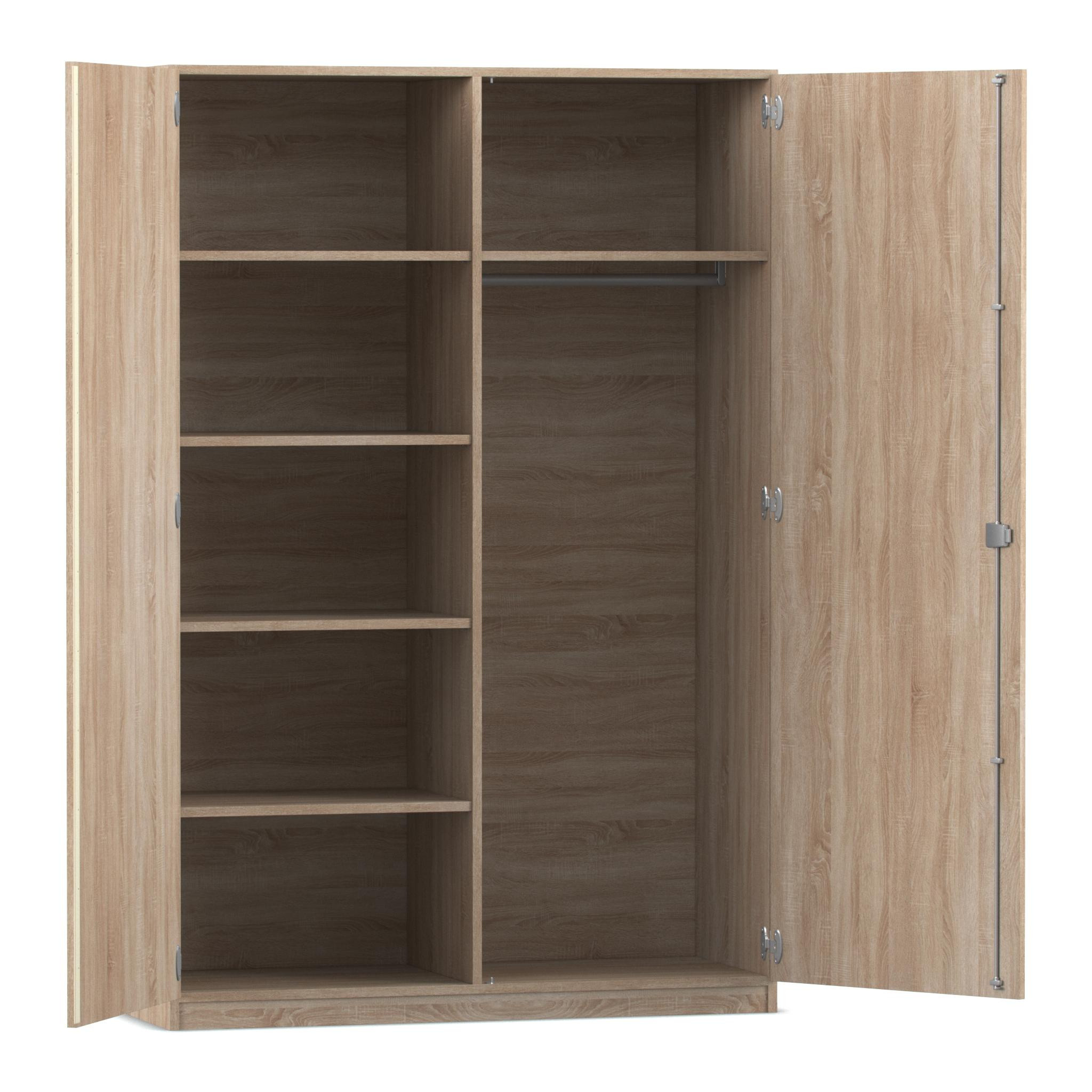 Flexeo Garderobenschrank mit einer Garderobe und 6 Fächern, Eiche natur, HxBxT: 190 x 126,4 x 60 cm, Dreholive