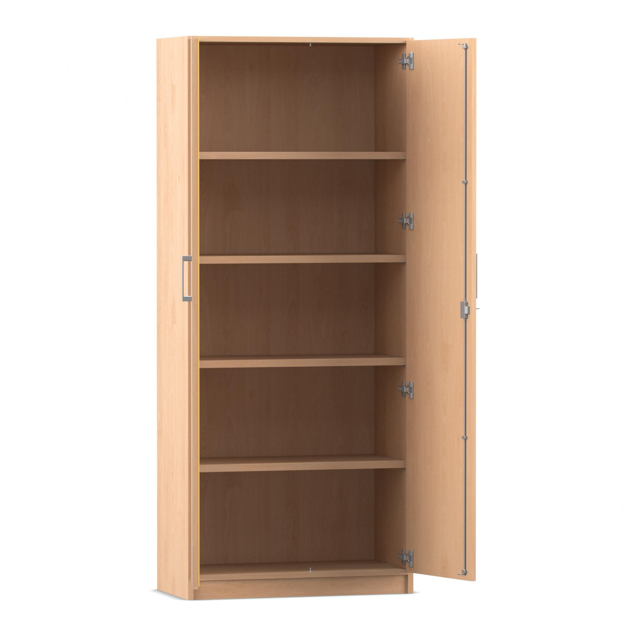 Flexeo Schrank mit Drehtüren, Buche hell, 5 Ordnerhöhen, HxBxT: 190x80x42 cm, Bogengriff mit Schloss