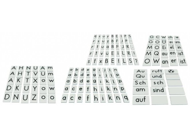 Legekasten Deutsch blau mit 3 Tafeln, 160 Buchstaben