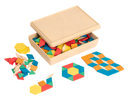 Pattern Blocks, 125 Stück in Box, Legespiel