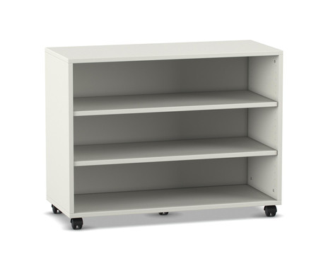 Flexeo® Regal weiß, BxHxT 94,8 x 72,8 x 40,8 cm, 3 Fächer, Rollen