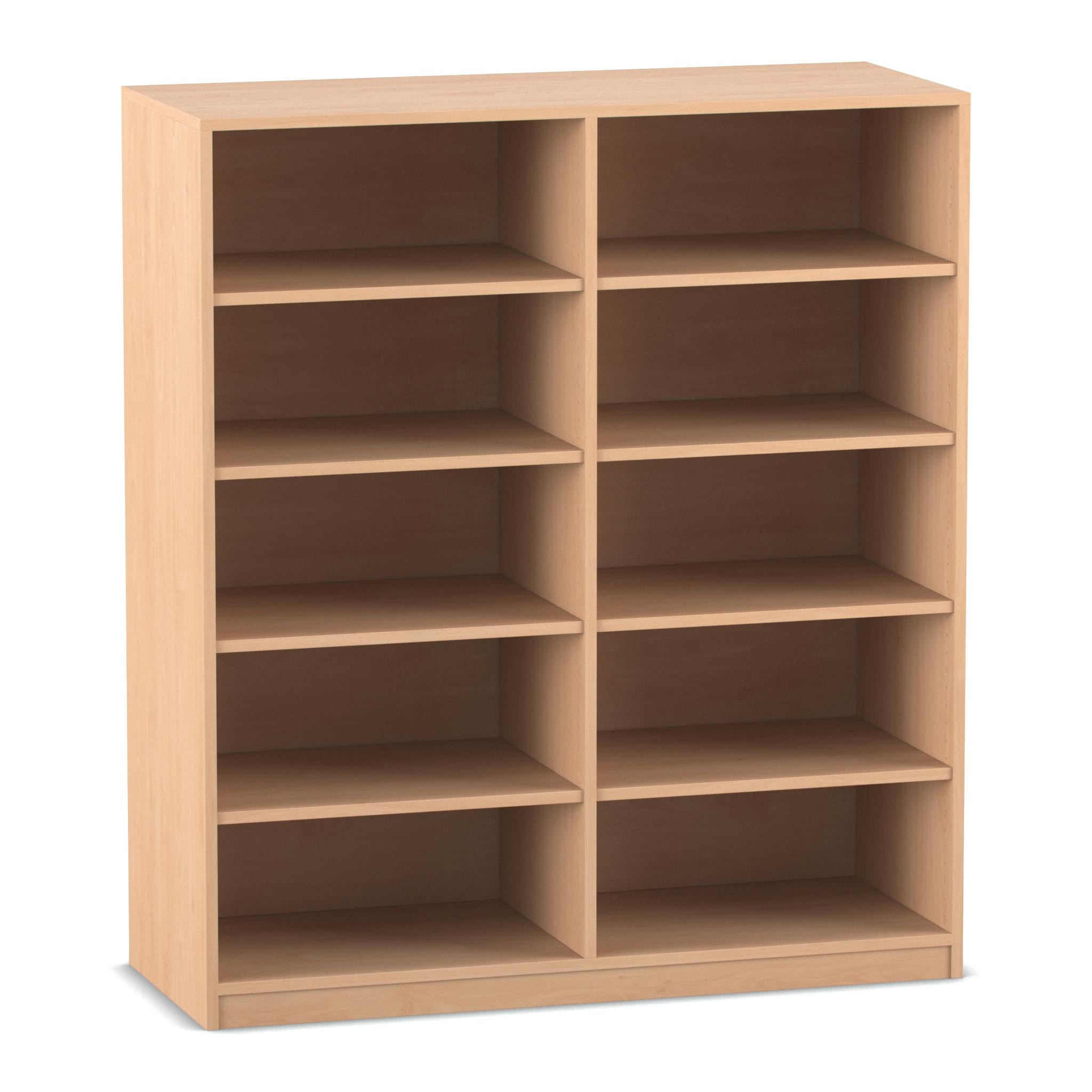 Flexeo® Regal, Buche hell, 2 Reihen, 10 Fächer, HxBxT: 143,9x126,4x48 cm
