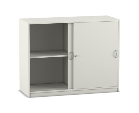 Flexeo Schiebetürenschrank mit 4 Fächern, weiß, 48 cm tief