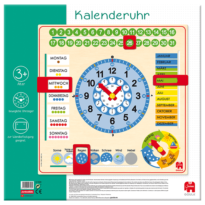 Kalender-Uhr, 6-9 Jahre