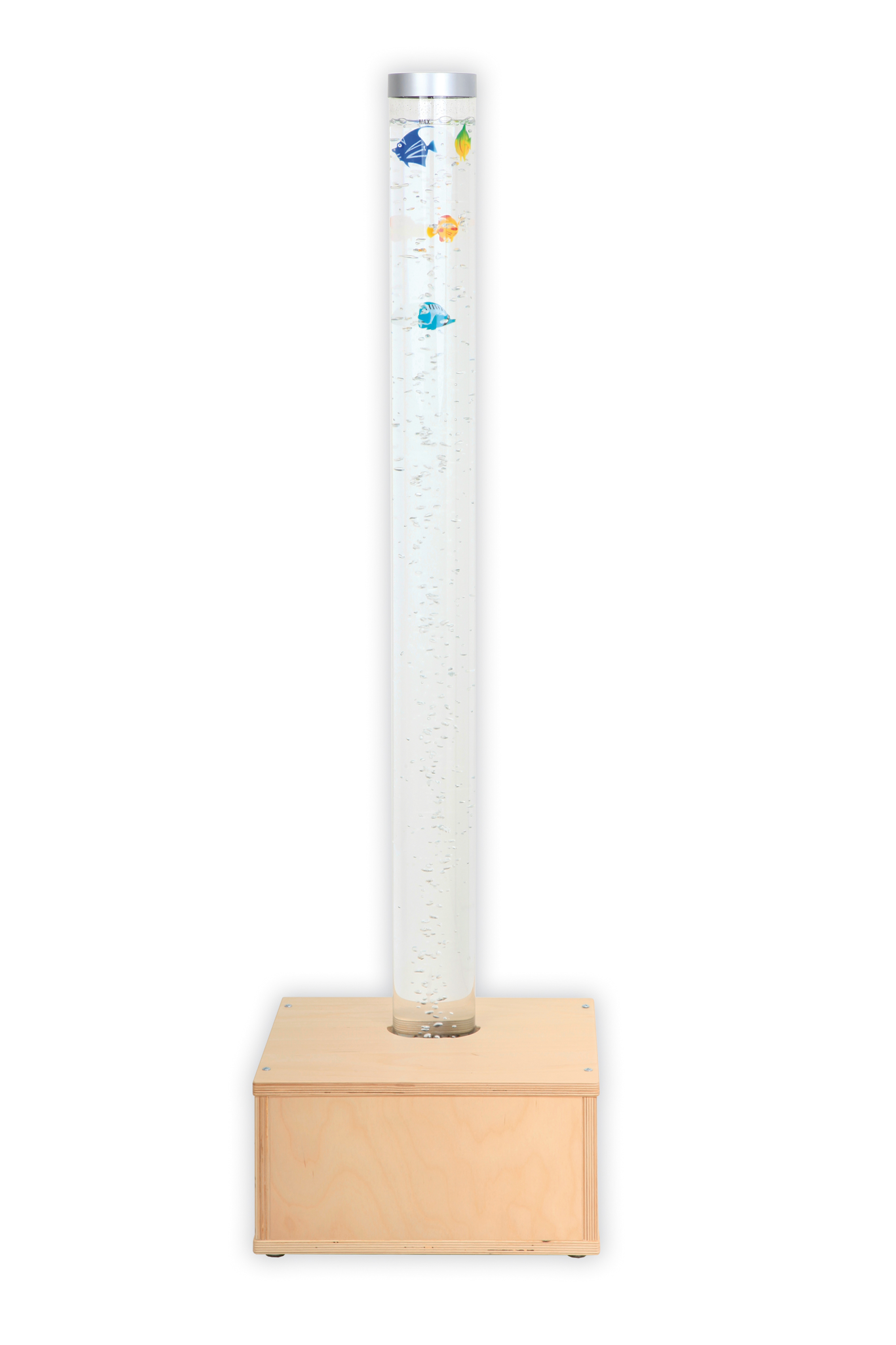 Wassersäule mit Holzsockel, 130 cm Höhe, inkl. Schwimmfische 5er-Set