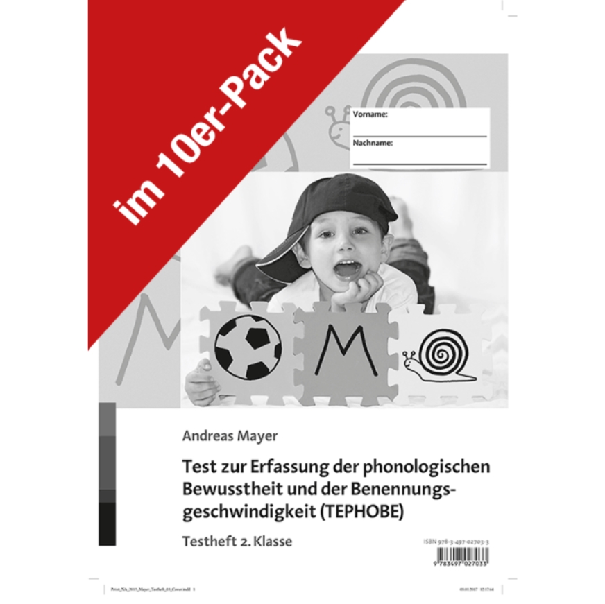 Test zur Erfassung der phonologischen Bewusstheit und der Benennungsgeschwindigkeit (TEPHOBE) Testheft 2, 10er Pack