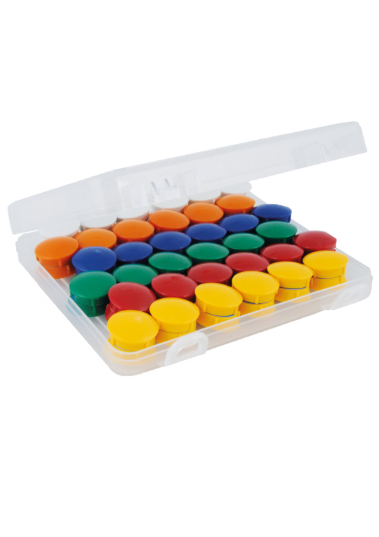 Set Haft-Magnete 21 mm ø in Box, 72 Stück