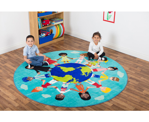 Kinder der Welt - Teppich mit 2 Meter Durchmesser