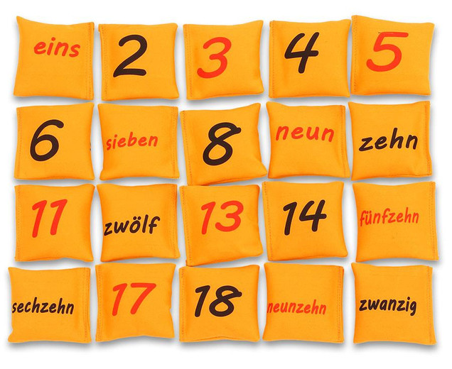 Zahlen auf Bohnensäckchen, ab 6 Jahre