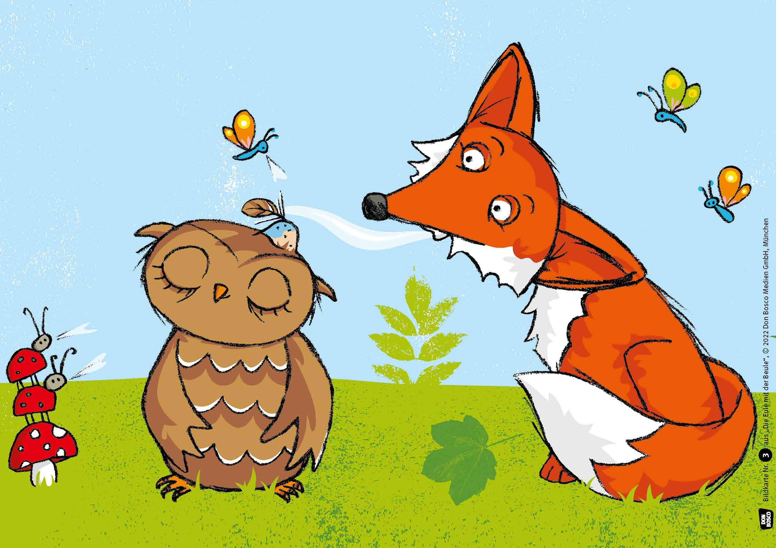 Kamishibai Bildkartenset - Die Eule mit der Beule, 1-4 Jahre