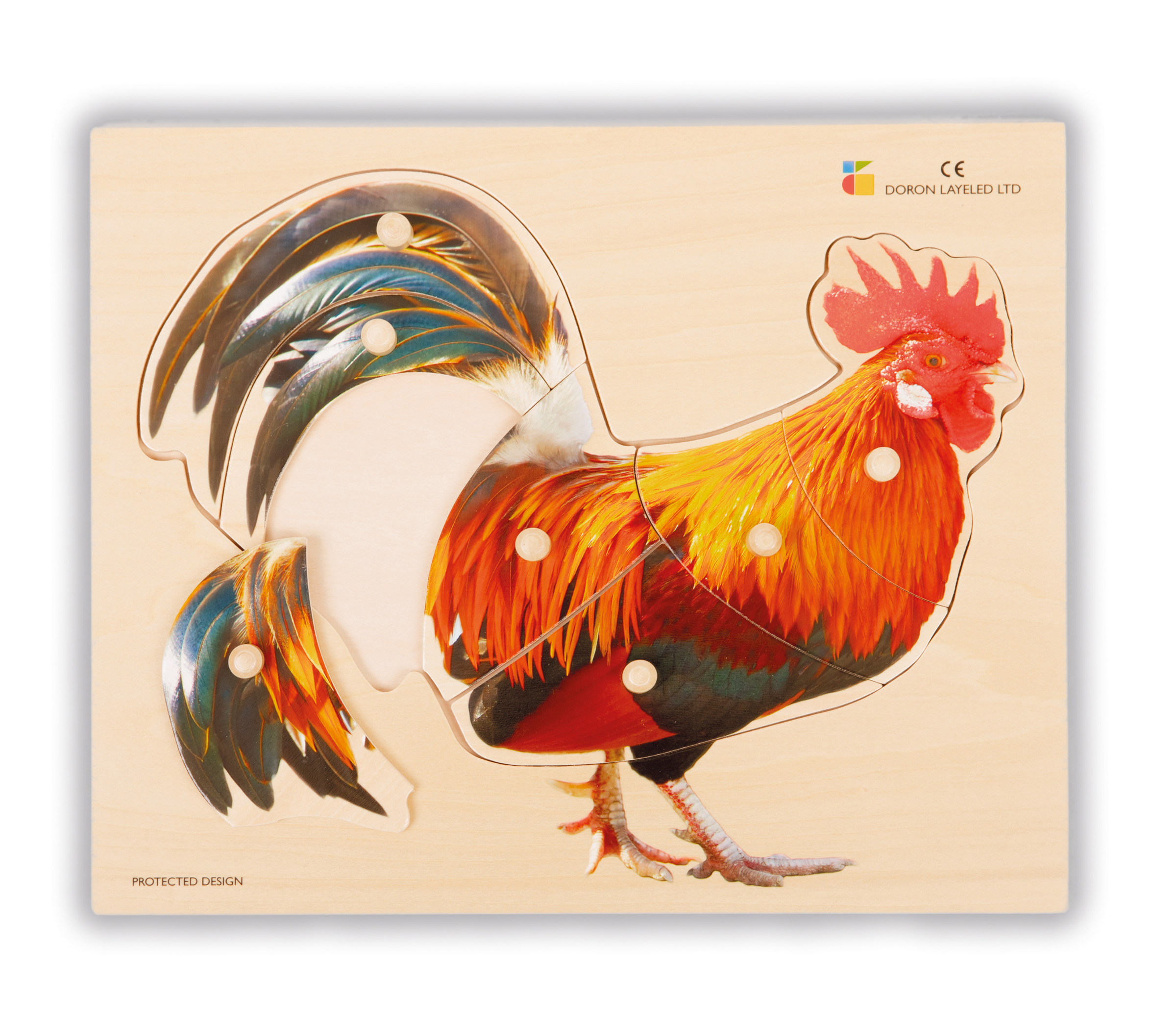 Holz-Puzzle Hahn mit großen Griffen, ab 2 Jahre