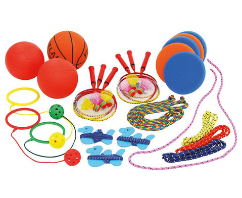 Spiel- und Pausenkiste, 22 Spiel- und Sportgeräte in Aufbewahrungs-Box