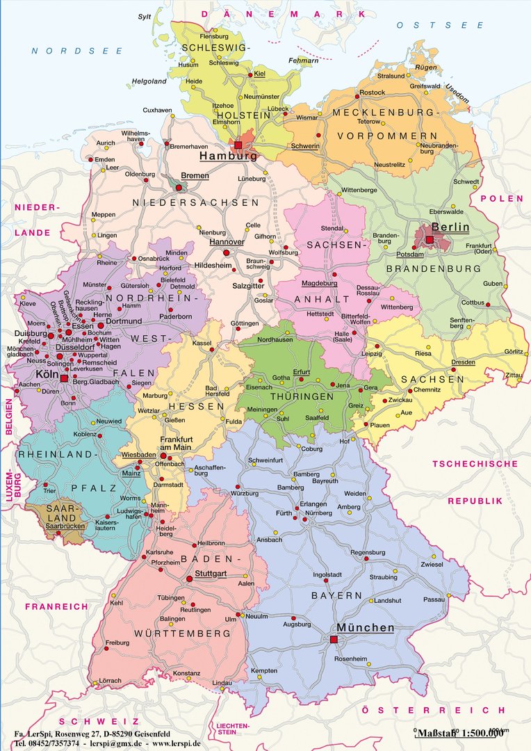 Deutschland politisch, Lernteppich, 120 x 170 cm