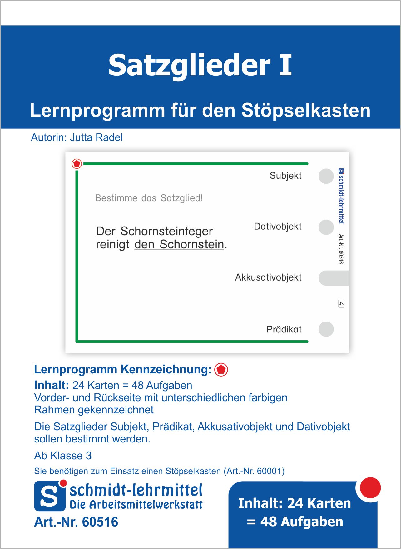 Stöpselkarten 'Satzglieder II' Klasse 3