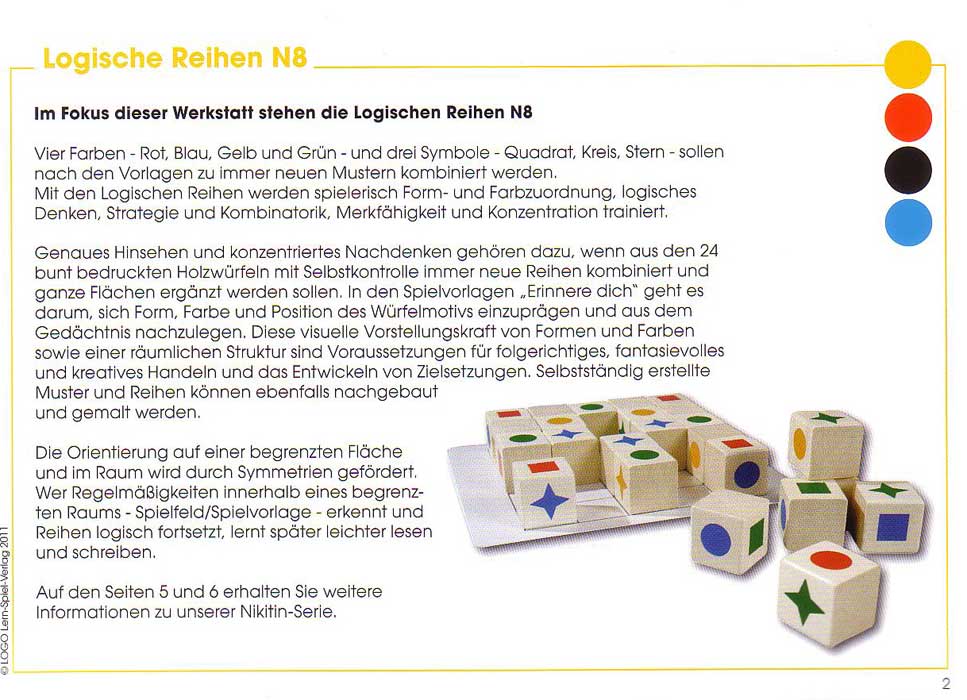 Werkstatt Arbeitsheft Nikitin Logische Reihen N8