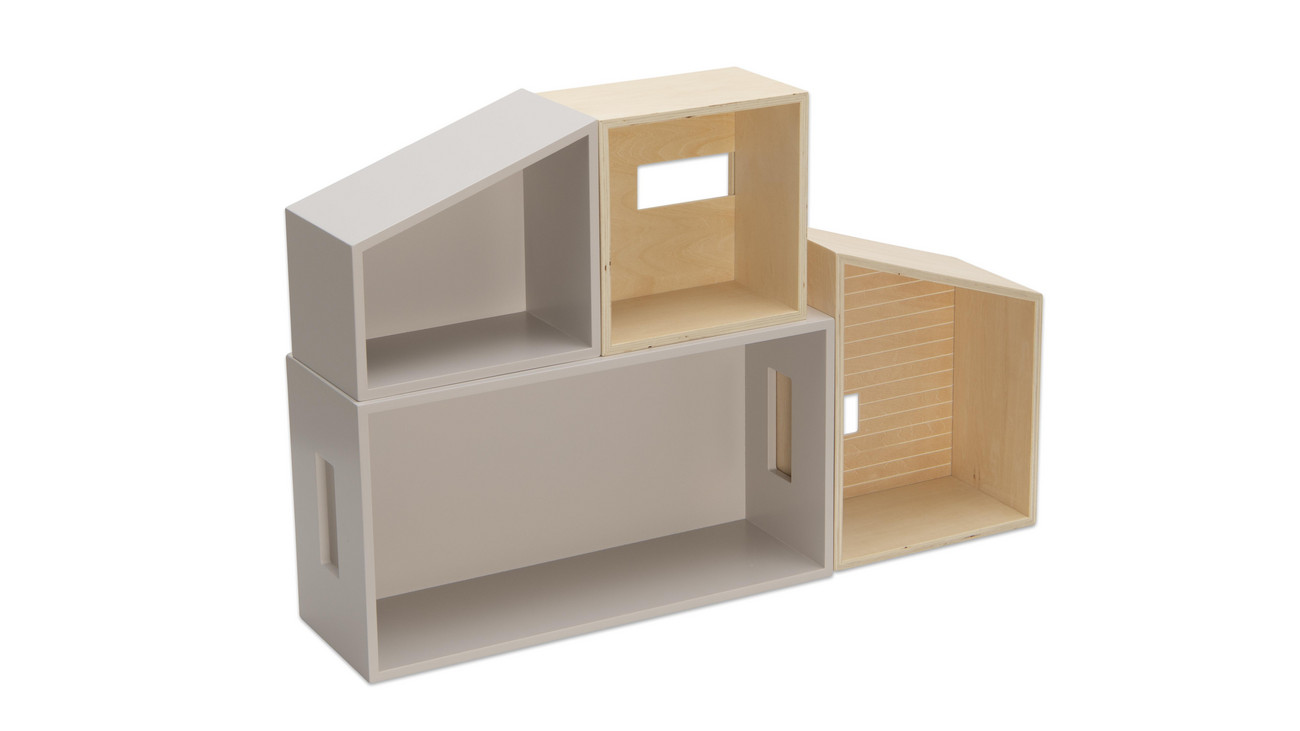 Modulares Puppenhaus, 4 Teile in Aufbewahrungskiste