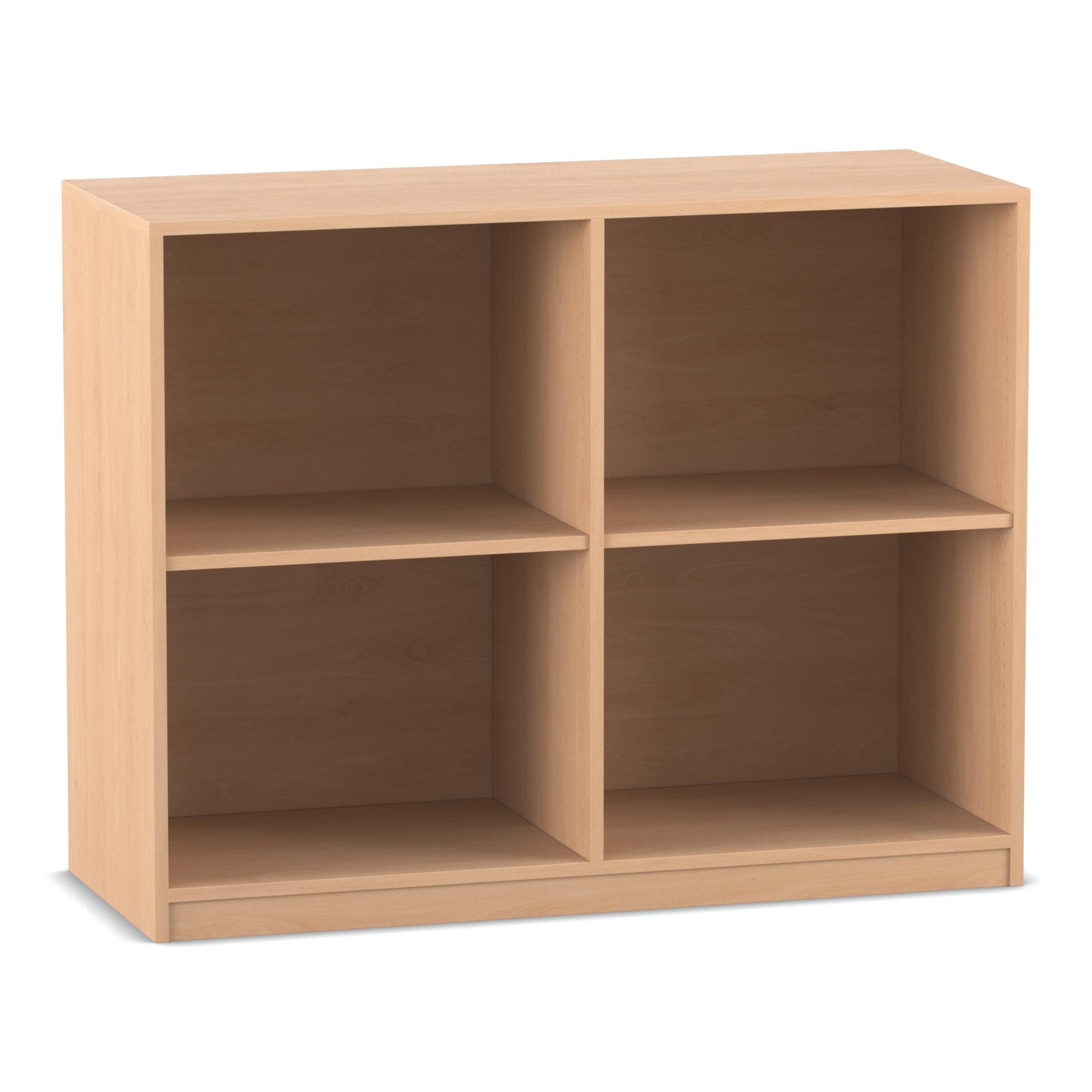 Flexeo® Regal Buche hell, 4 Fächer, Sockel, 99,1 x 126,4 x 48 cm