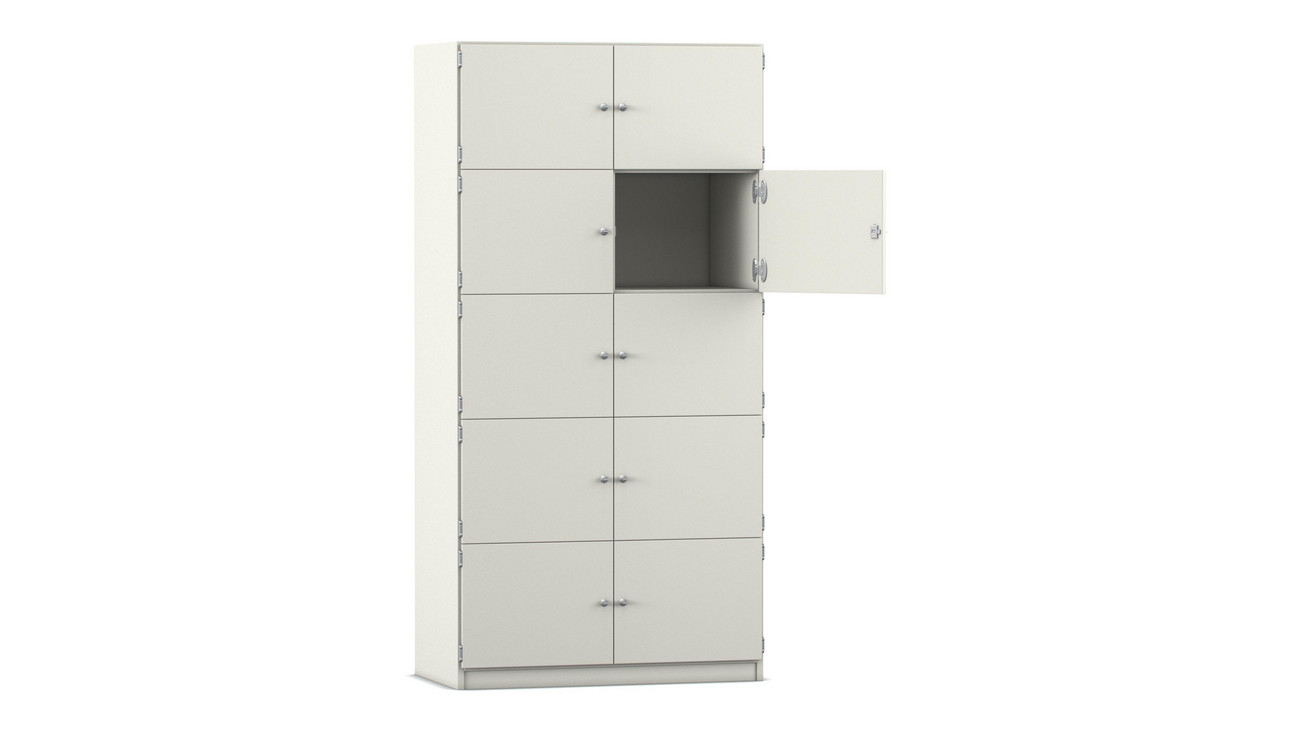 Flexeo Schließfachschrank weiß, 10 geschlossene Fächer, HxBxT: 190x94,4x40 cm