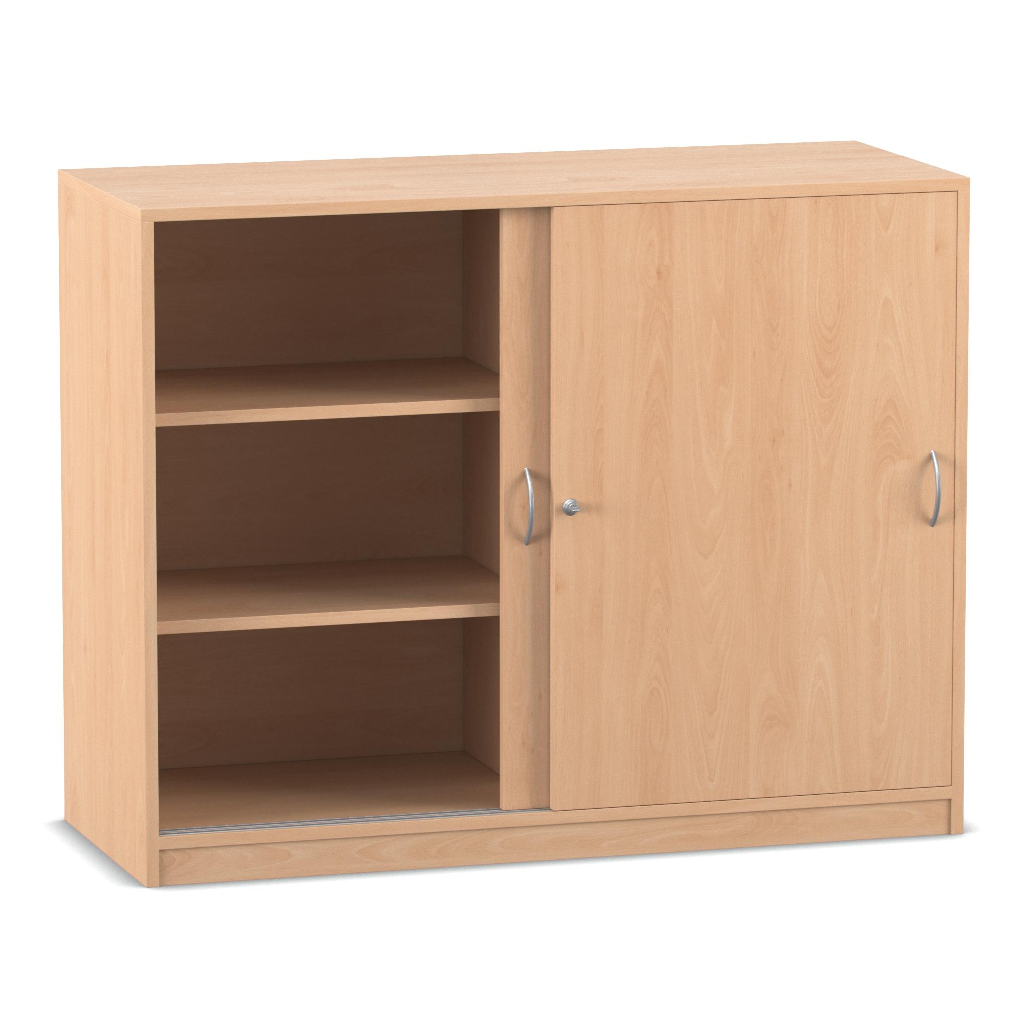Flexeo® Schiebetürenschrank, Buche hell, 6 Fächer, , HxBxT 99,1 x 126,4 x 38 cm