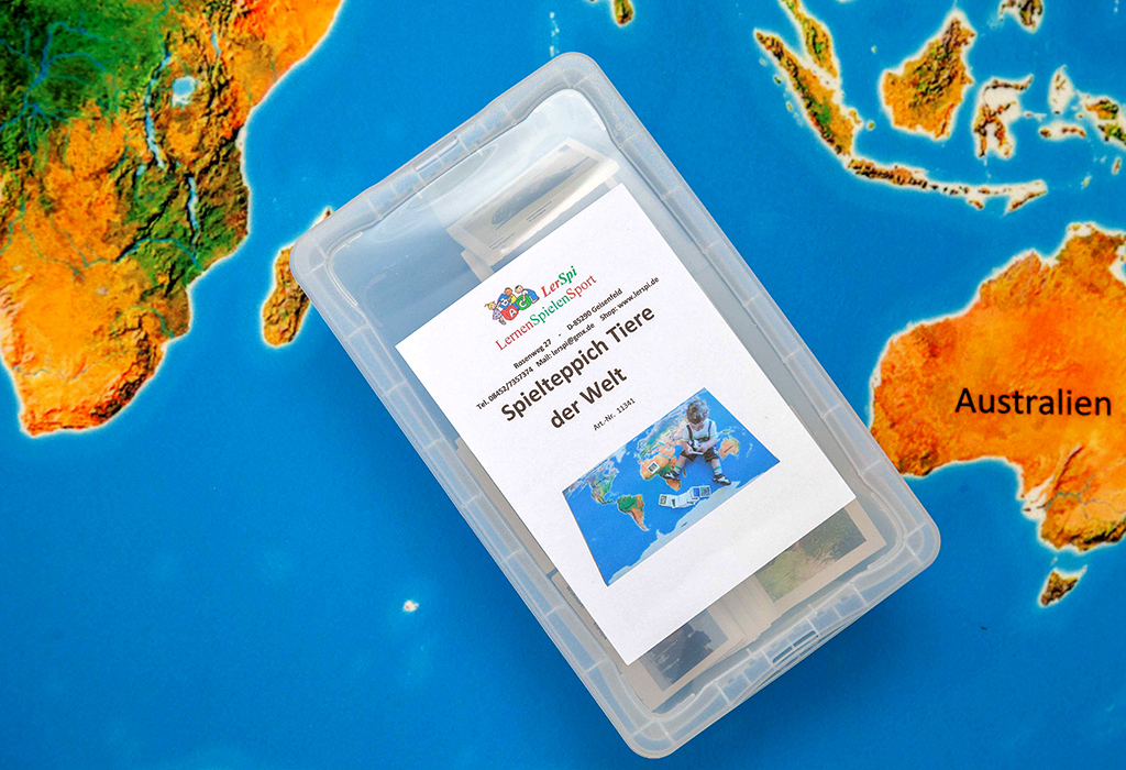Spielteppich Landschaften der Erde mit 36 Tierkarten