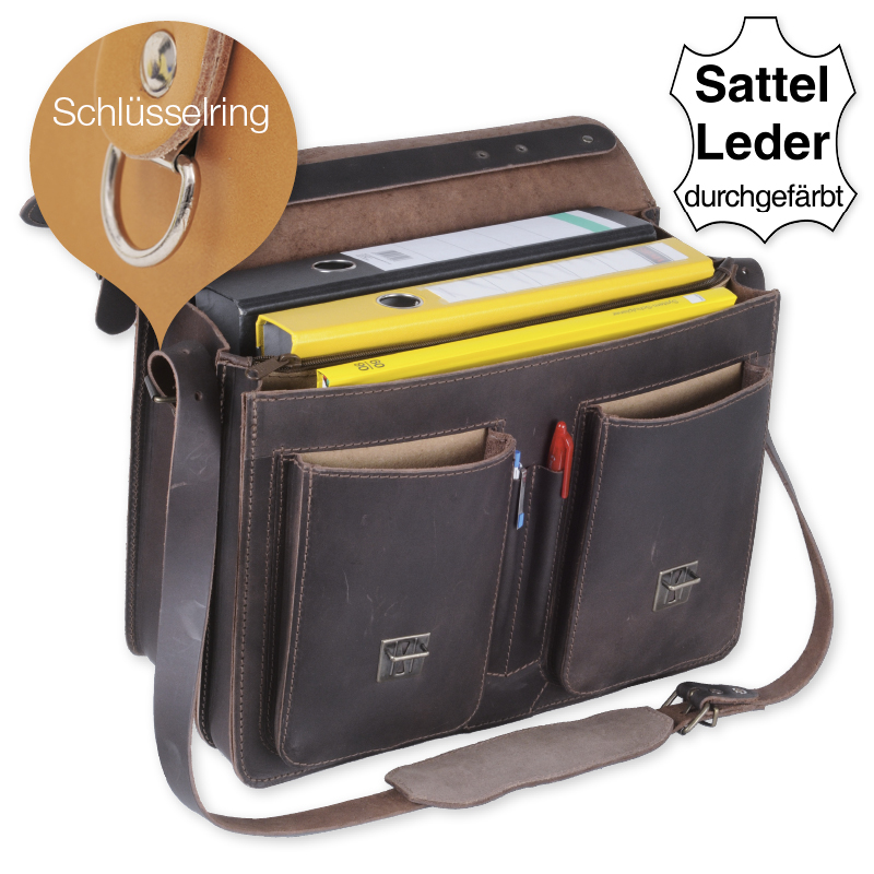 TimeTEX Büchertasche Probata mittel, ranger (dunkelbraun), Sattelleder