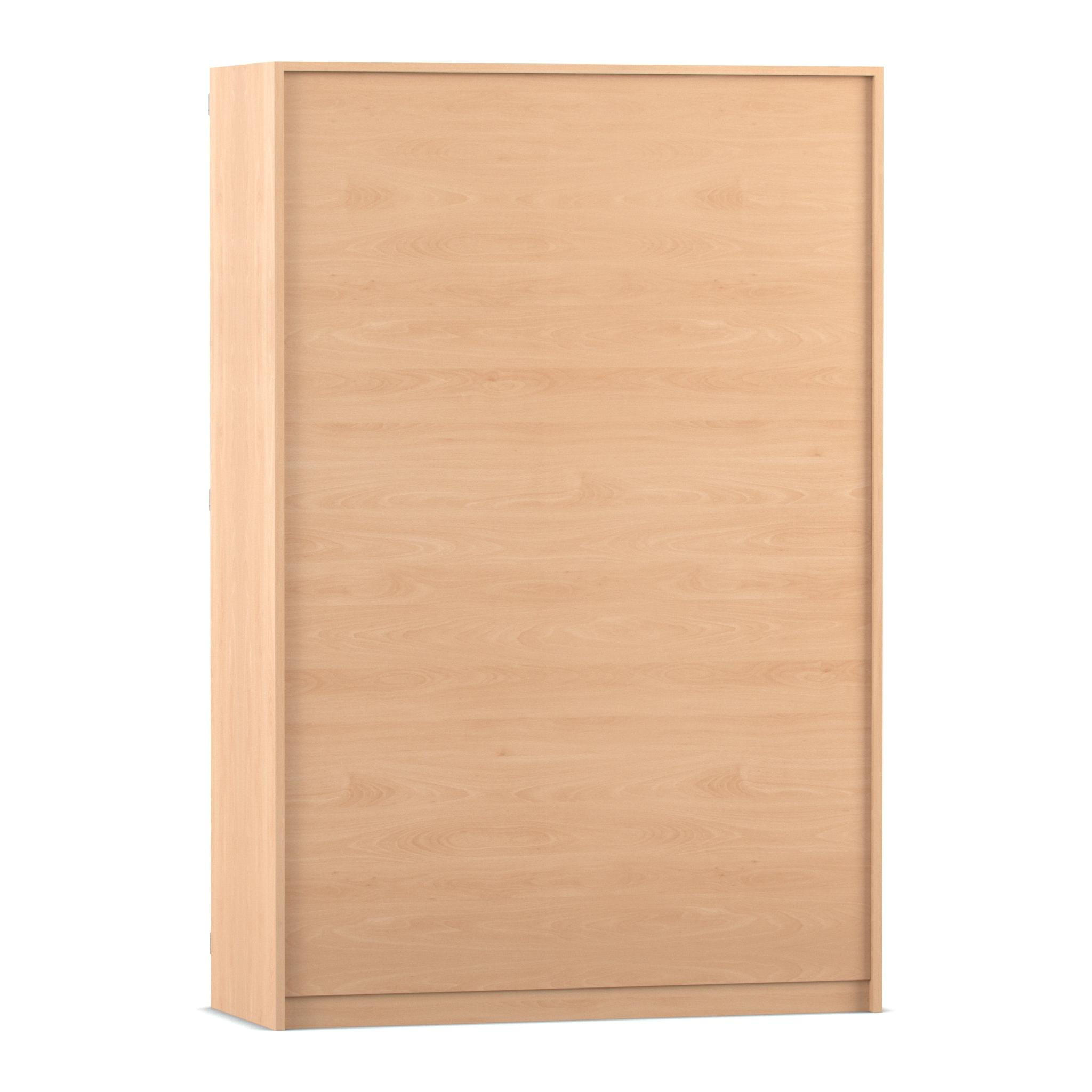 Flexeo® Garagenschrank, Buche hell, HxBxT: 190 x 126,4 x 60 cm, 16 große Boxen bunt, Bogengriff mit Schloss