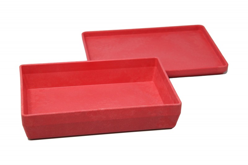 RE-Wood® Box mit Deckel 25 x 18 x 6 cm - 1,5 l, rot