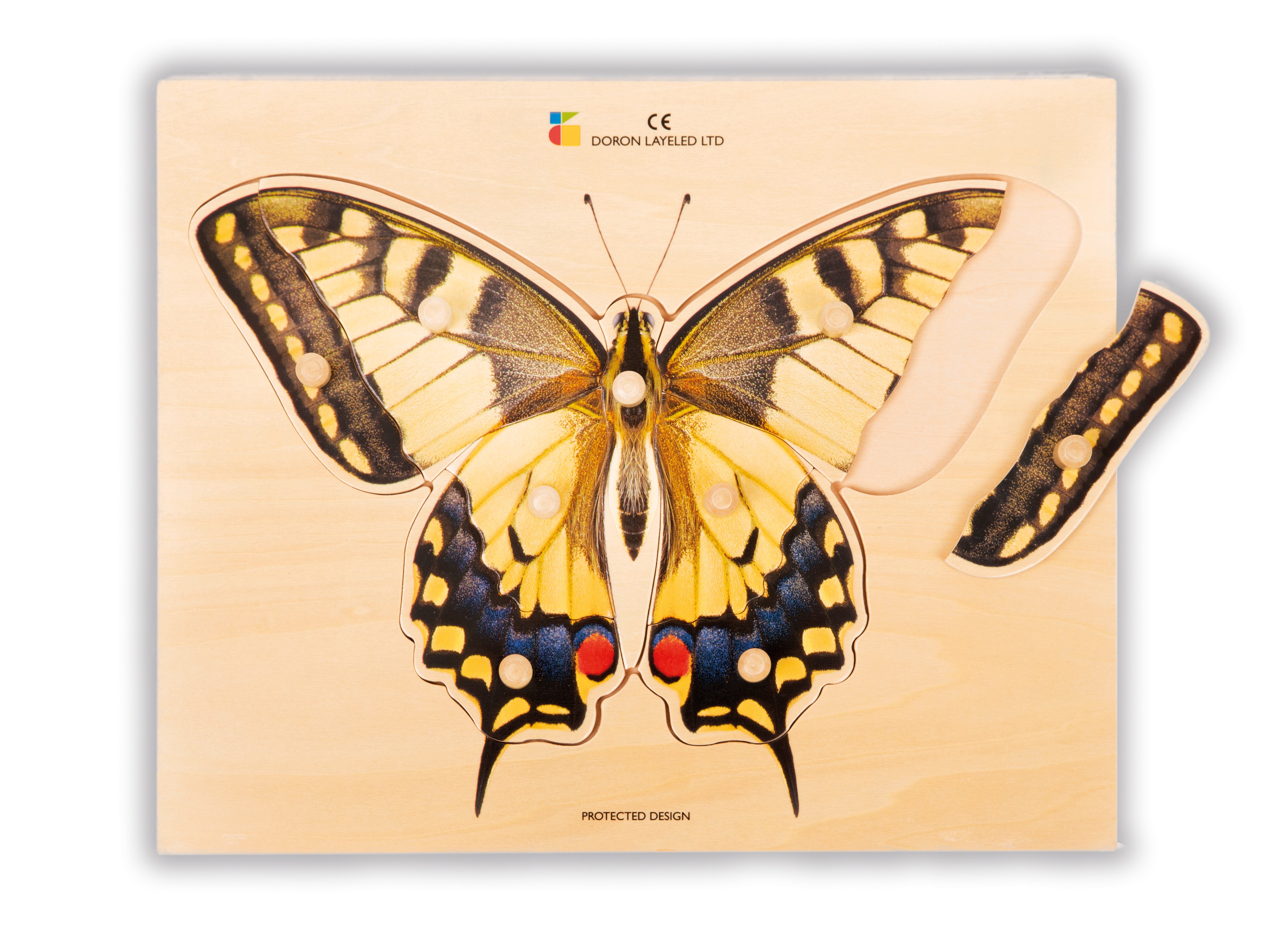 Holz-Puzzle Gelber Schmetterling mit großen Griffen, ab 2 Jahre