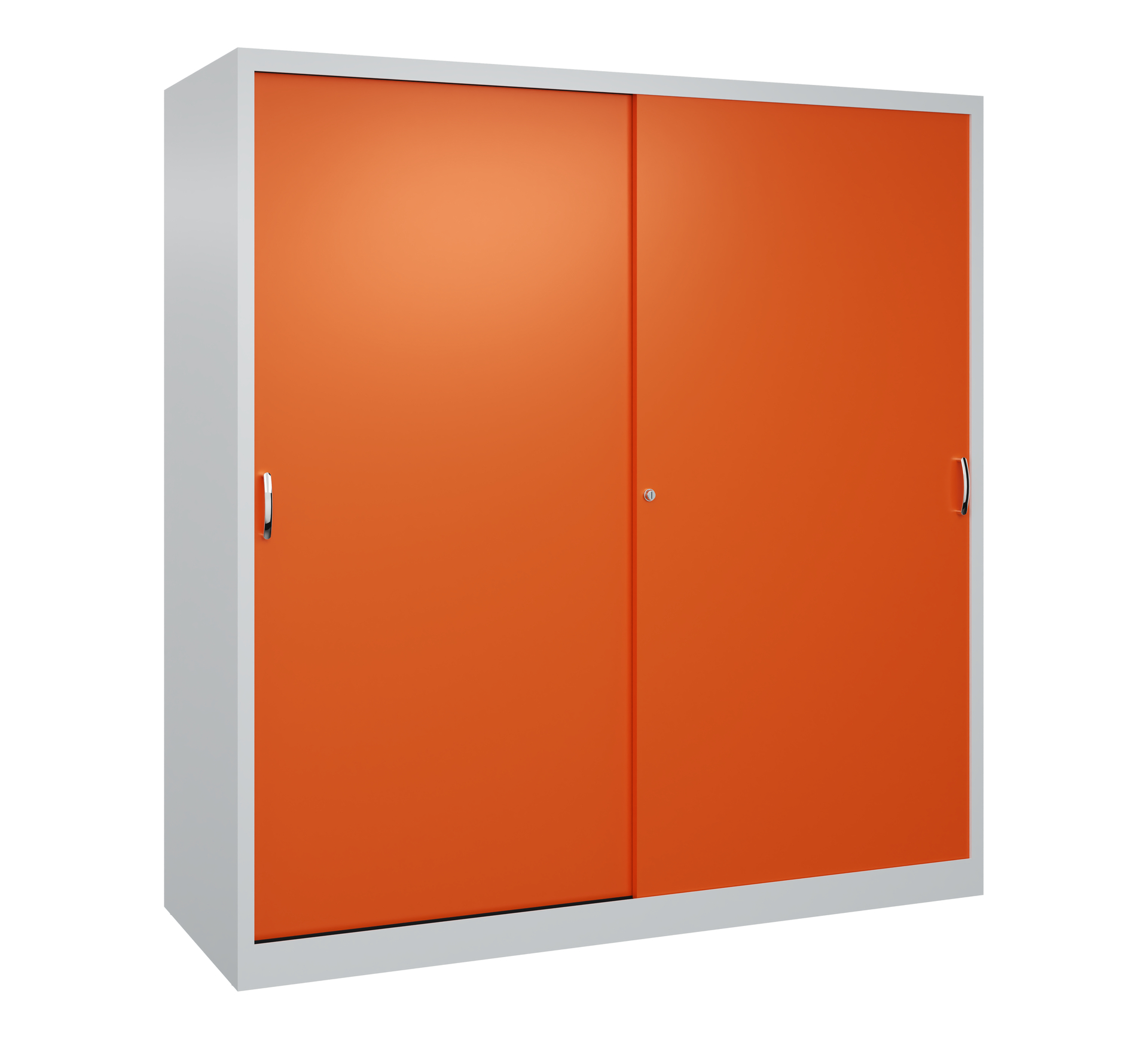 C+P Sportgeräteschrank, 1950x1900x600mmKorpus RAL 7035 Lichtgrau, Front RAL 2004 Reinorange