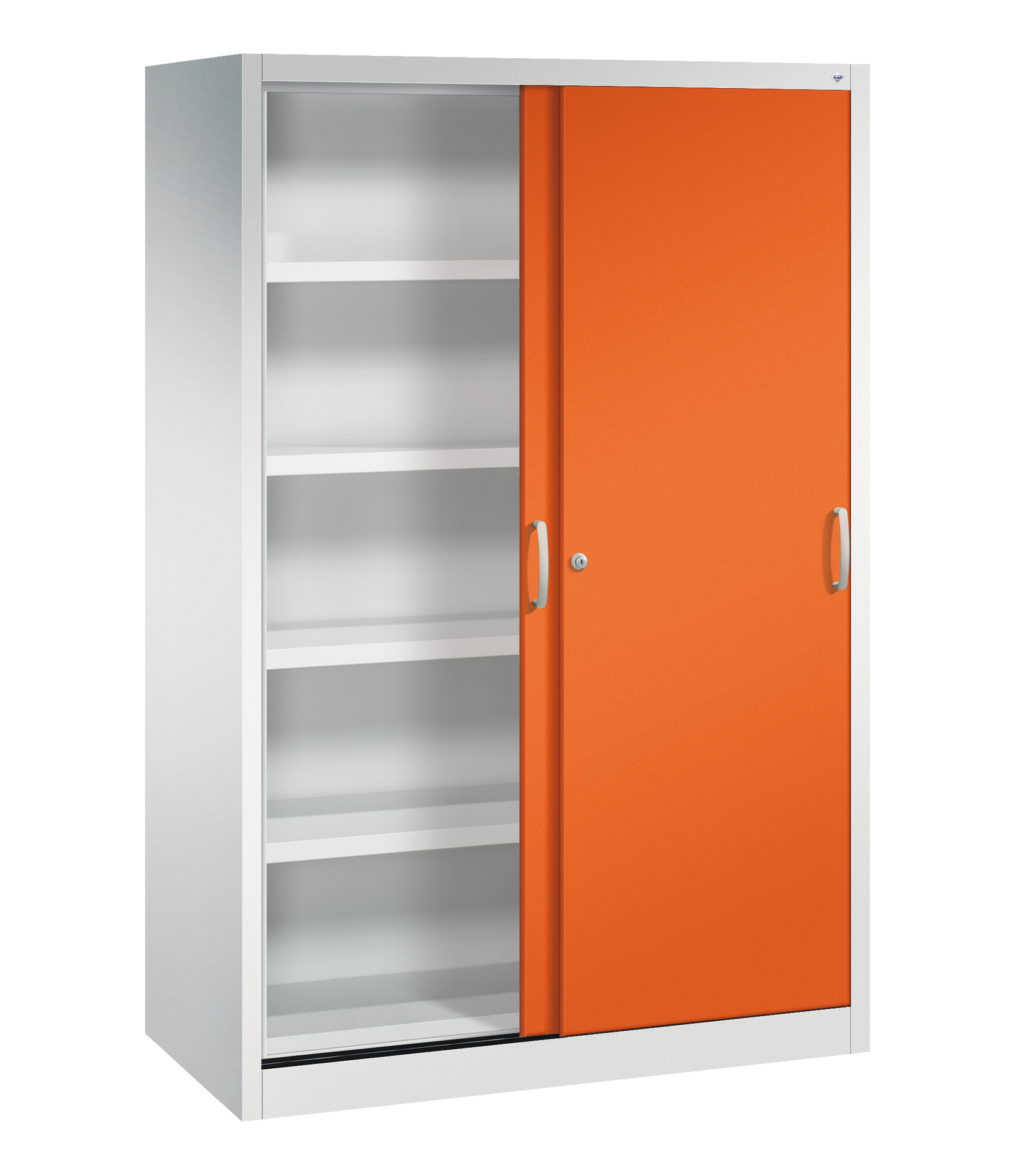 C+P Sportgeräteschrank, 1950x1200x600mm, Korpus RAL 7035 Lichtgrau, Front RAL 2004 Reinorange