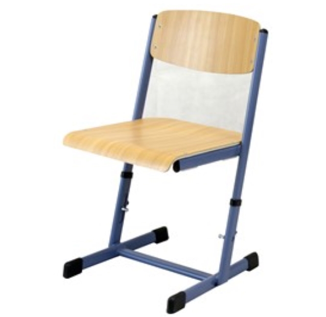 Ecoflex Schülerstuhl höhenverstellbar 38-46 cm, Buche-Laminat, Stahlfarbe lichtgrau RAL 7035, Kunststoffkappen