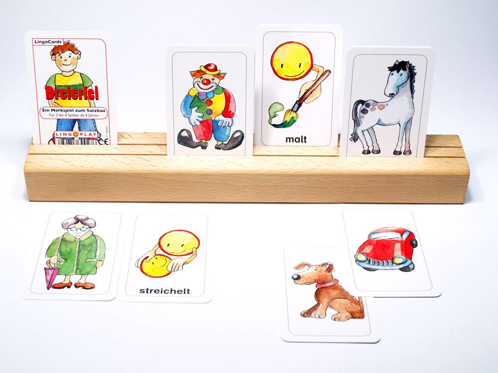 LingoCards Grammatik Dreierlei, Merkspiel zum Satzbau, ab 4 Jahre