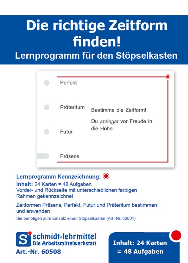 Stöpselkarten 'Die richtige Zeitform finden'