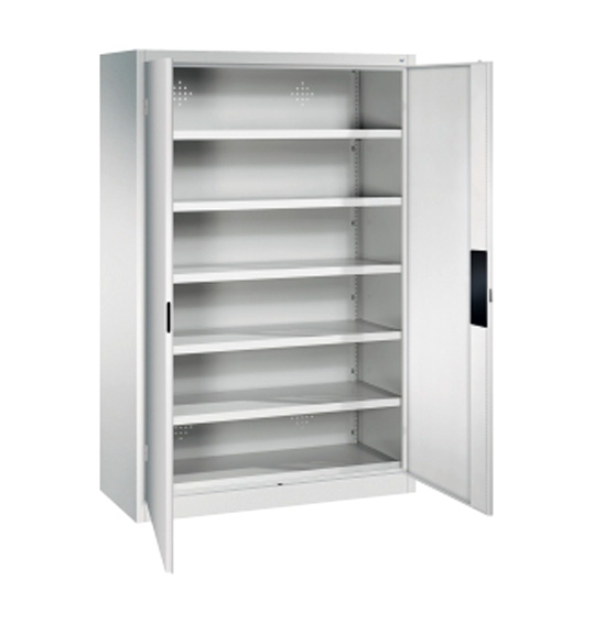 C+P Stahl-Flügeltürenschrank Acurado-1000, 195x120x50 cm, Korpus und Front RAL 7035 Lichtgrau, Schloss Wechselzylinder