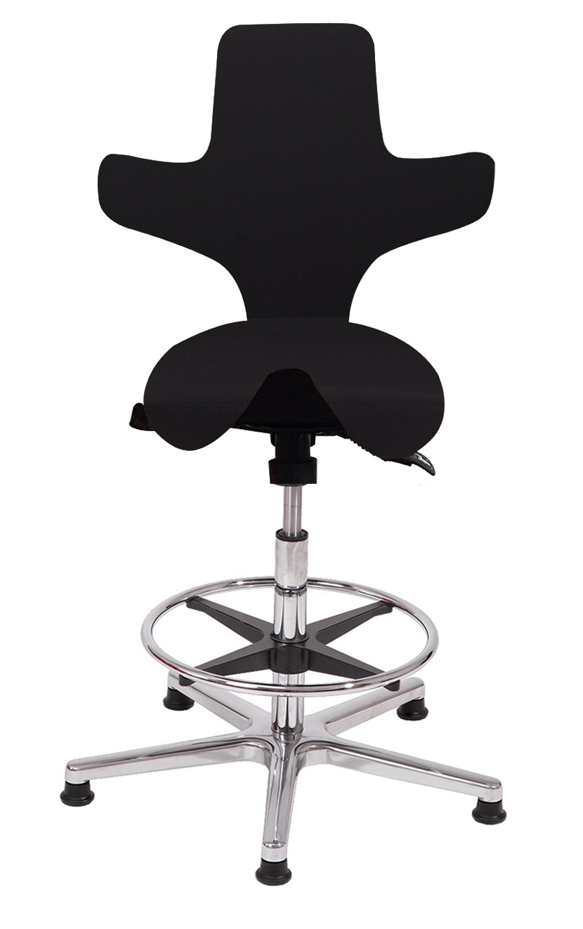 Sanus Bürostuhl Variowip Hochstuhl, Sattel, Stoff, 58-85 cm, schwarz, Fußring, auf Gleitern