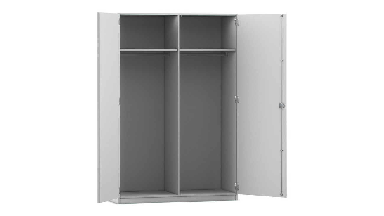 Flexeo Garderobenschrank, Dekor grau, Mittelwand, HxBxT 190 x 126,4 x 60 cm, Bogengriff mit Schloss