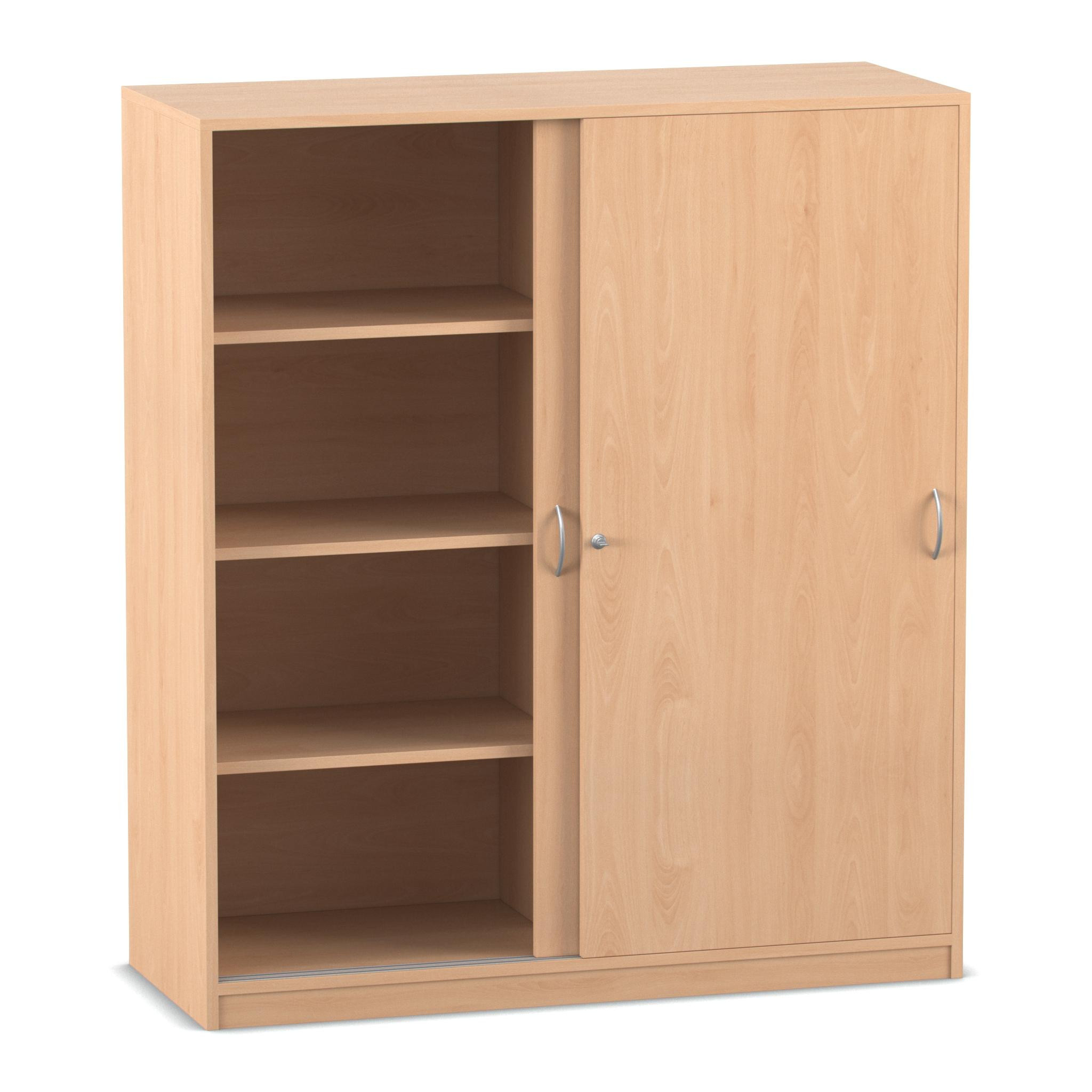 Flexeo Schiebetürenschrank Buche hell, 8 Fächer, Mittelwand, BxHxT 126,4 x 143,9 x 48cm