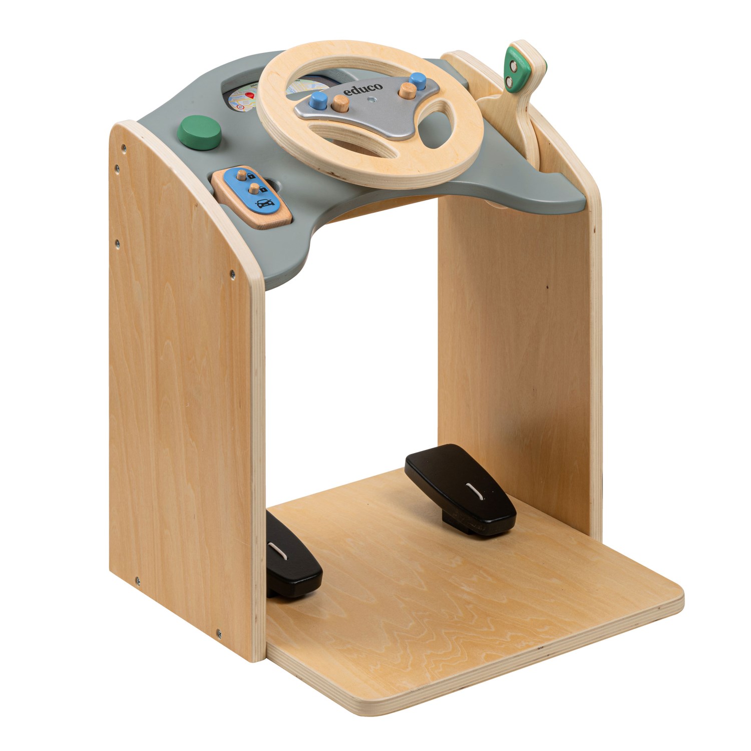Educo Lenkrad und Armaturenbrett aus Holz mit Bildschirm - neue Version!