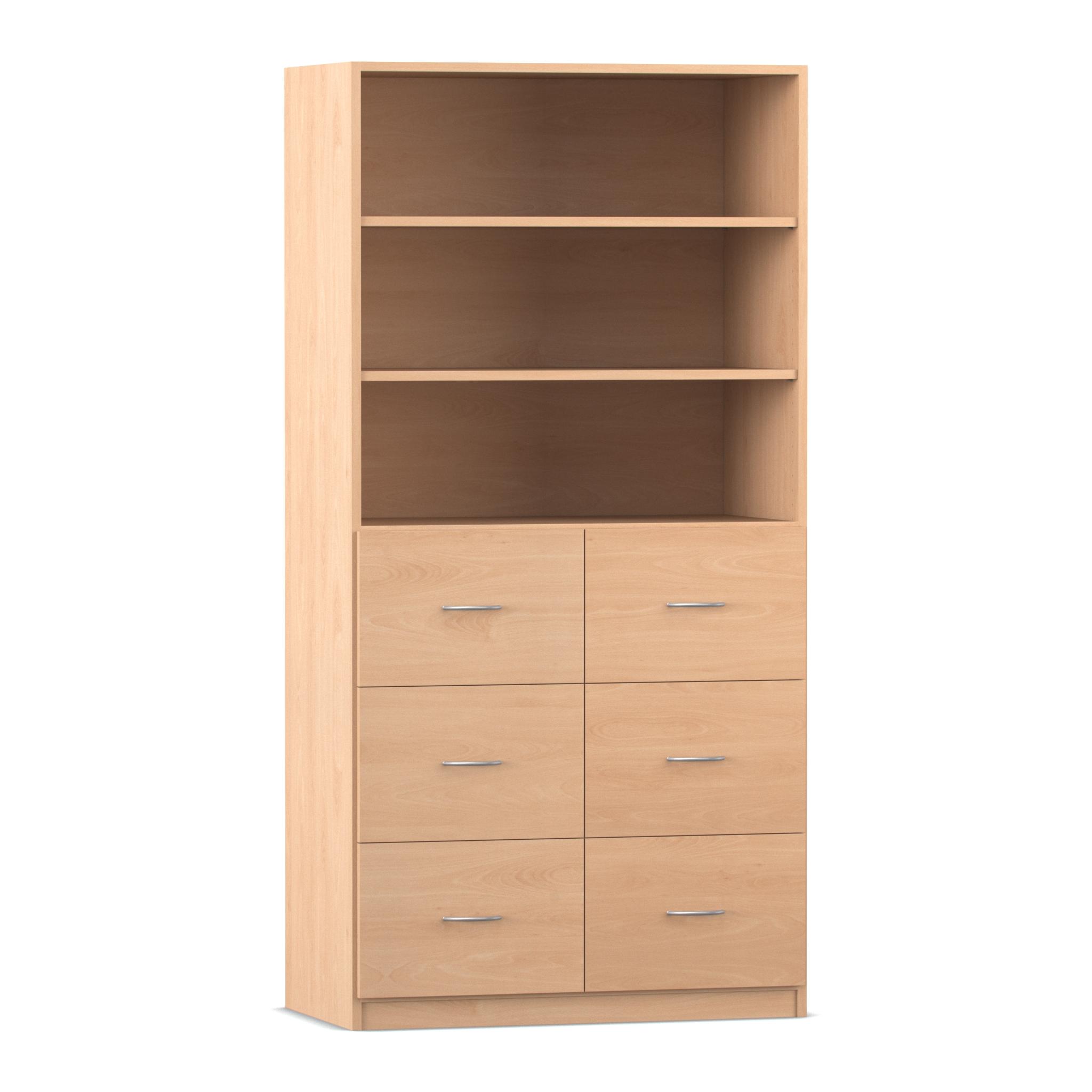 Flexeo Hochschrank mit Sockel, HxBxT: 190x94,4x40 cm, 6 große Schubladen