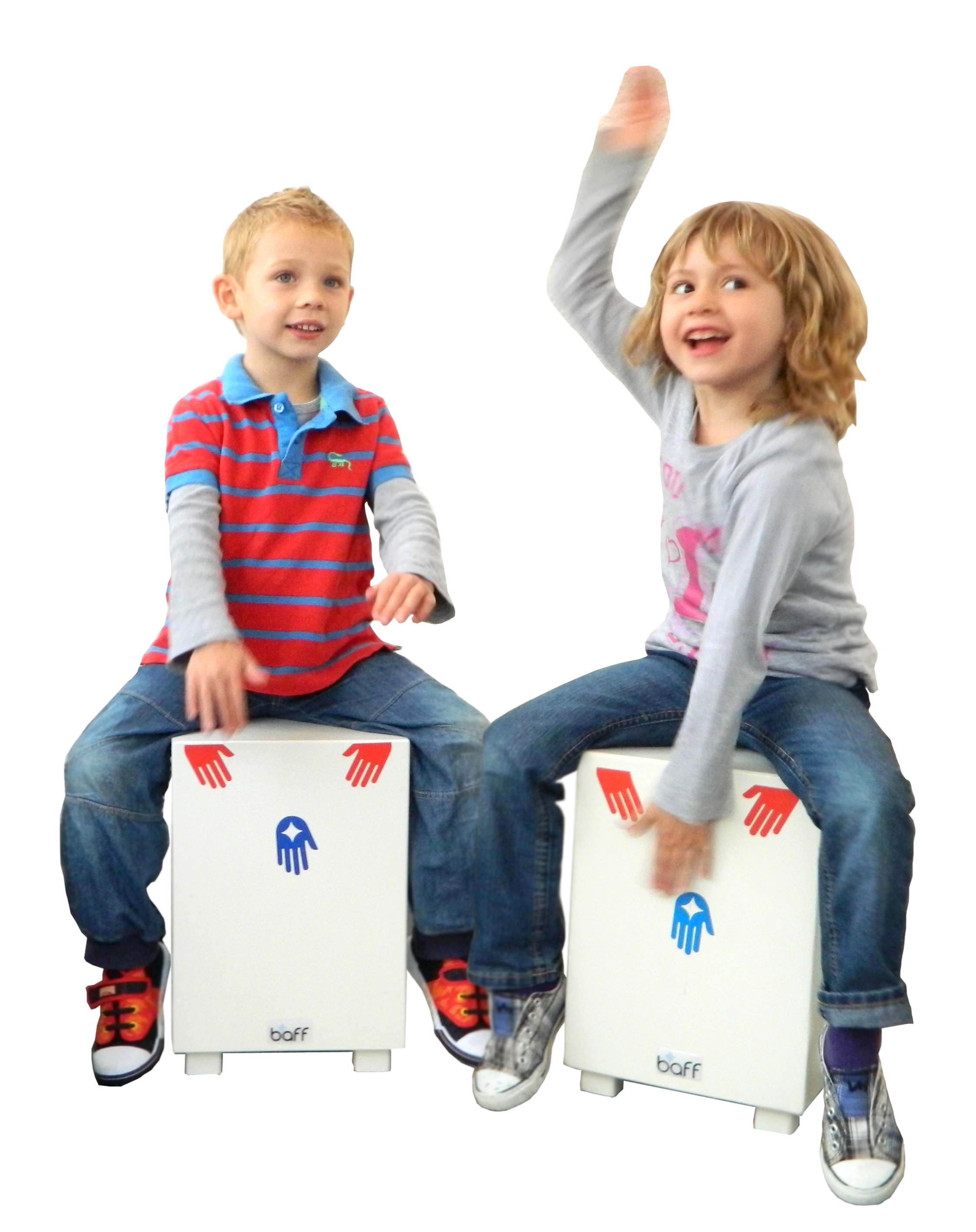 Kinderhocker mit Trommelfunktion, weiß, Sitzhöhe 38cm, 5-9 Jahre