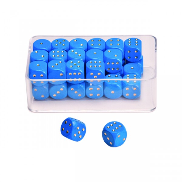 35 Augenwürfeln aus Holz 14 mm, blau