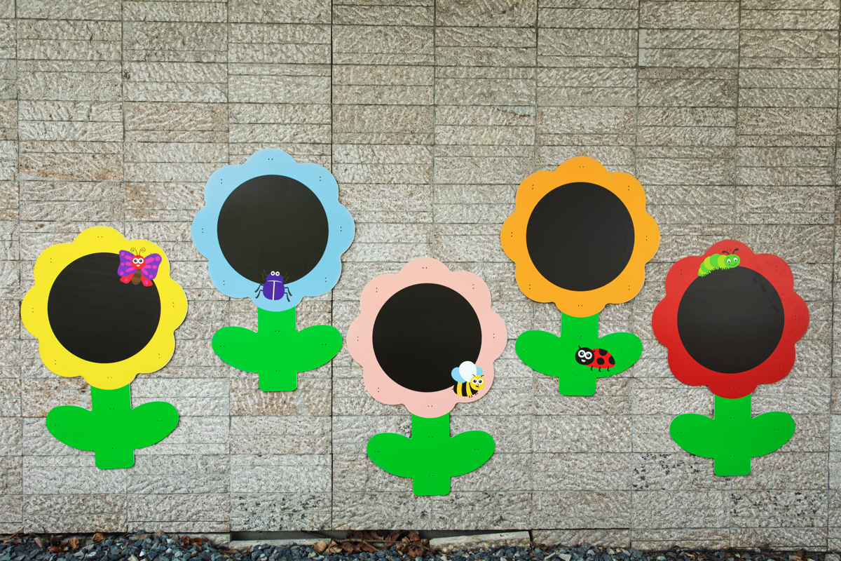 Outdoor-Blumen-Tafeln, 5er-Set, Kreidetafel, PVC wetterfest, 117x81 cm
