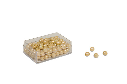 Kunststoffdose mit 100 goldenen Einerperlen - lose Perlen, Glas